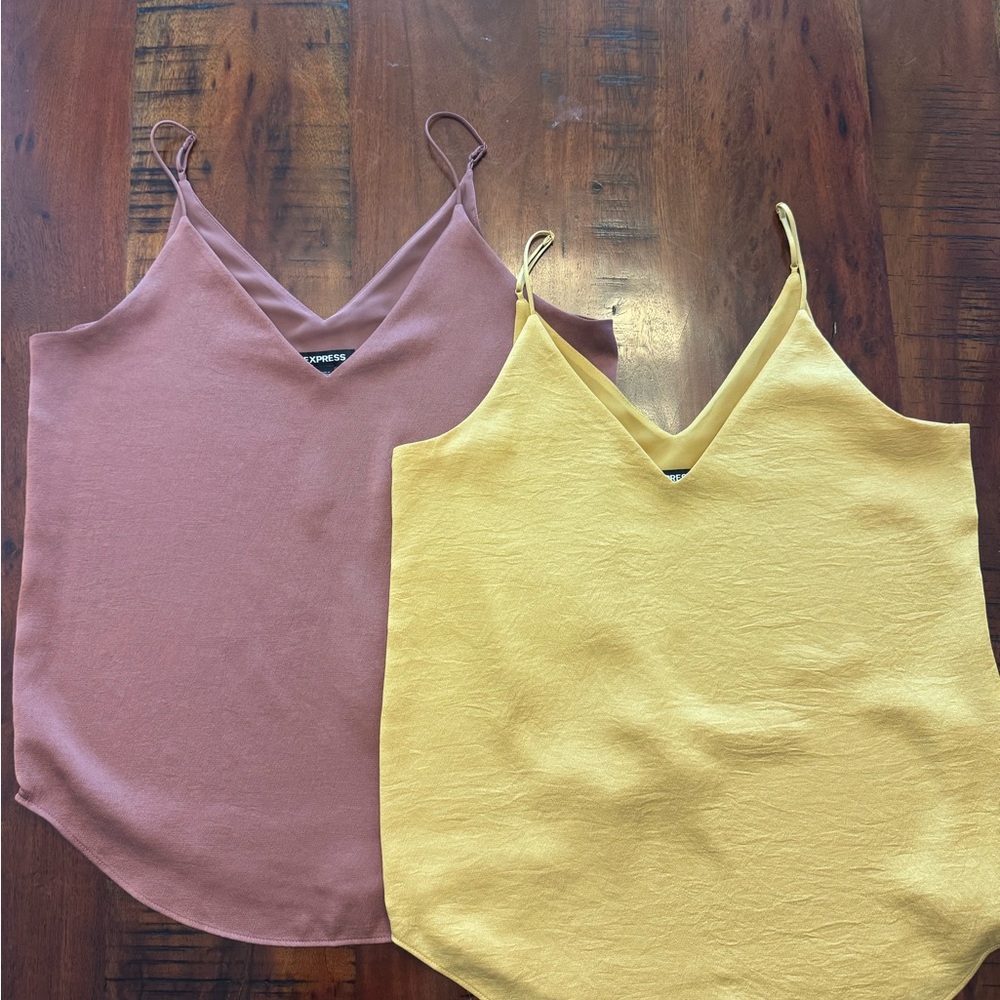 Express Pink and Yellow Sleeveless Camisole Top